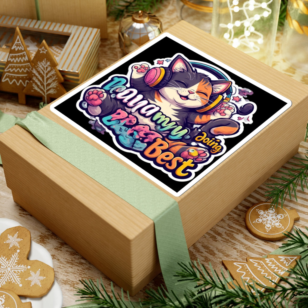 Cute Cat Sticker — “I’m Doing My Best” Calico Cat Laptop Decal