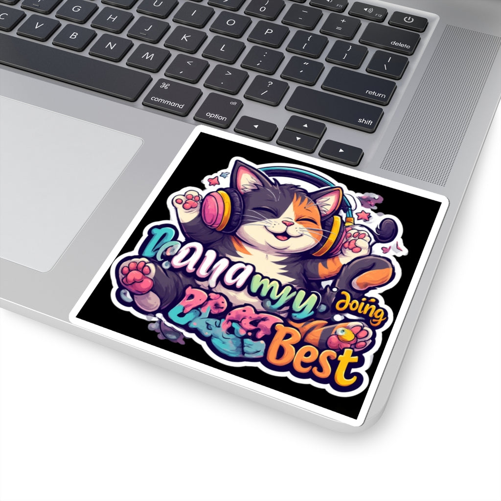 Cute Cat Sticker — “I’m Doing My Best” Calico Cat Laptop Decal