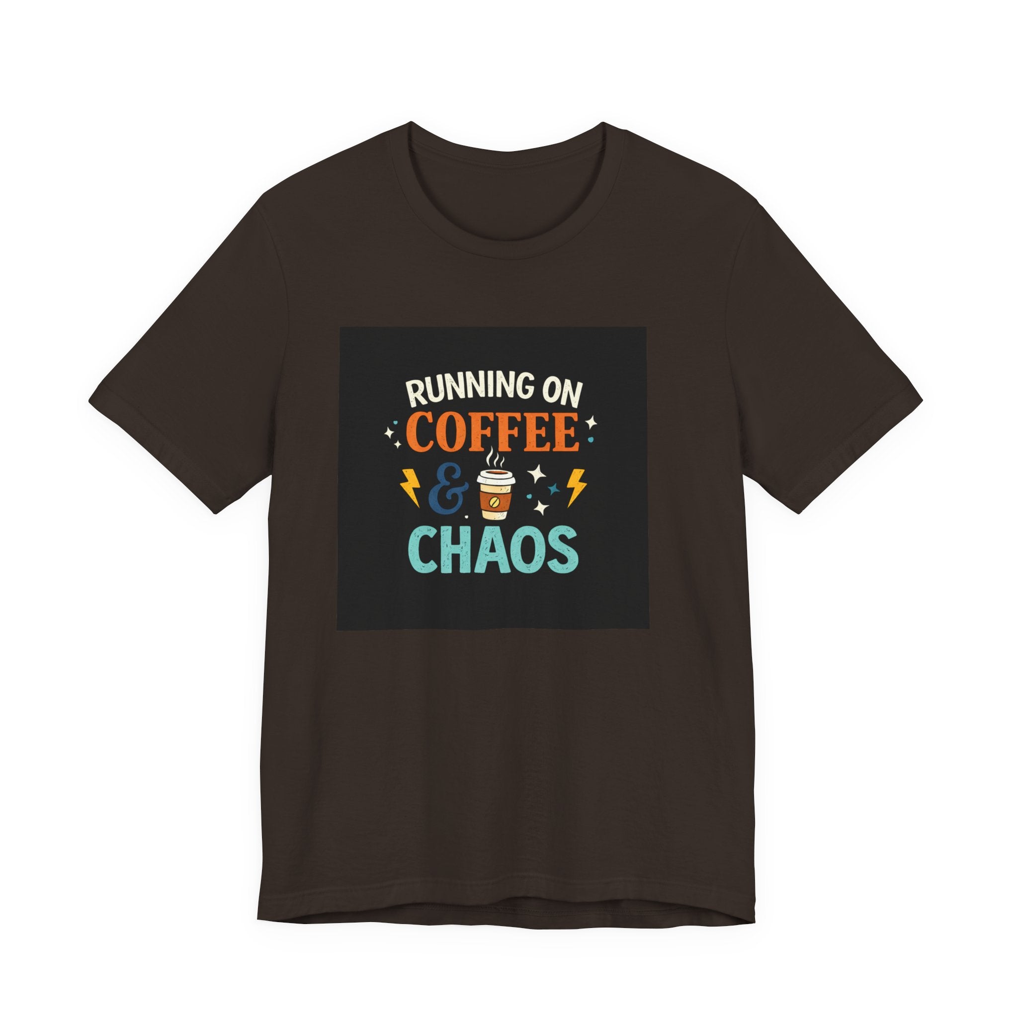 Coffee & Chaos T-Shirt — "Running on Coffee & Chaos" Funny Graphic Tee