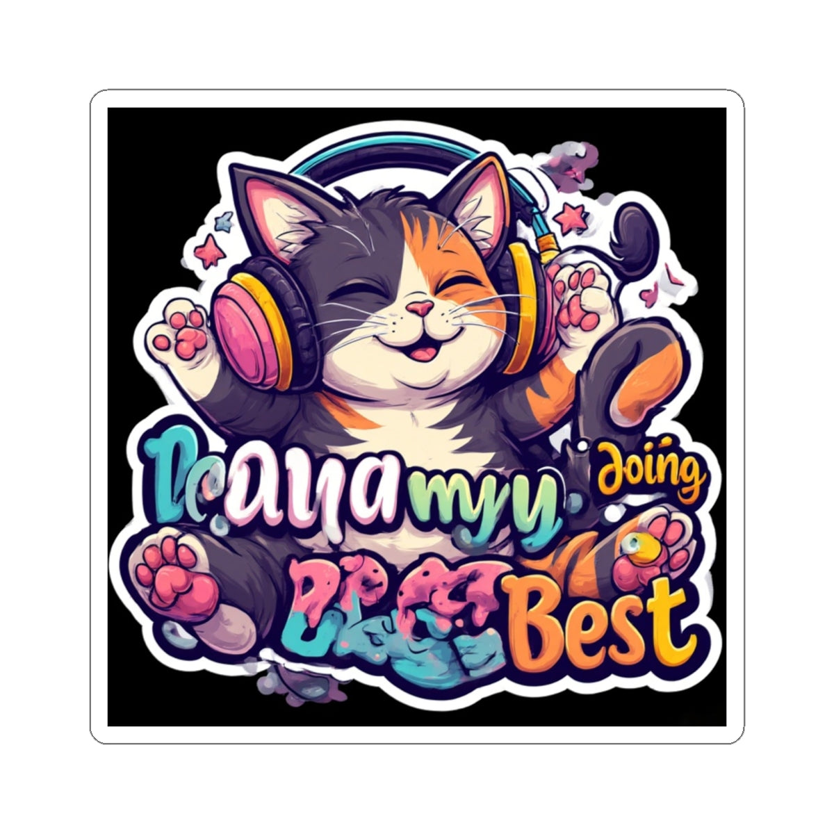 Cute Cat Sticker — “I’m Doing My Best” Calico Cat Laptop Decal
