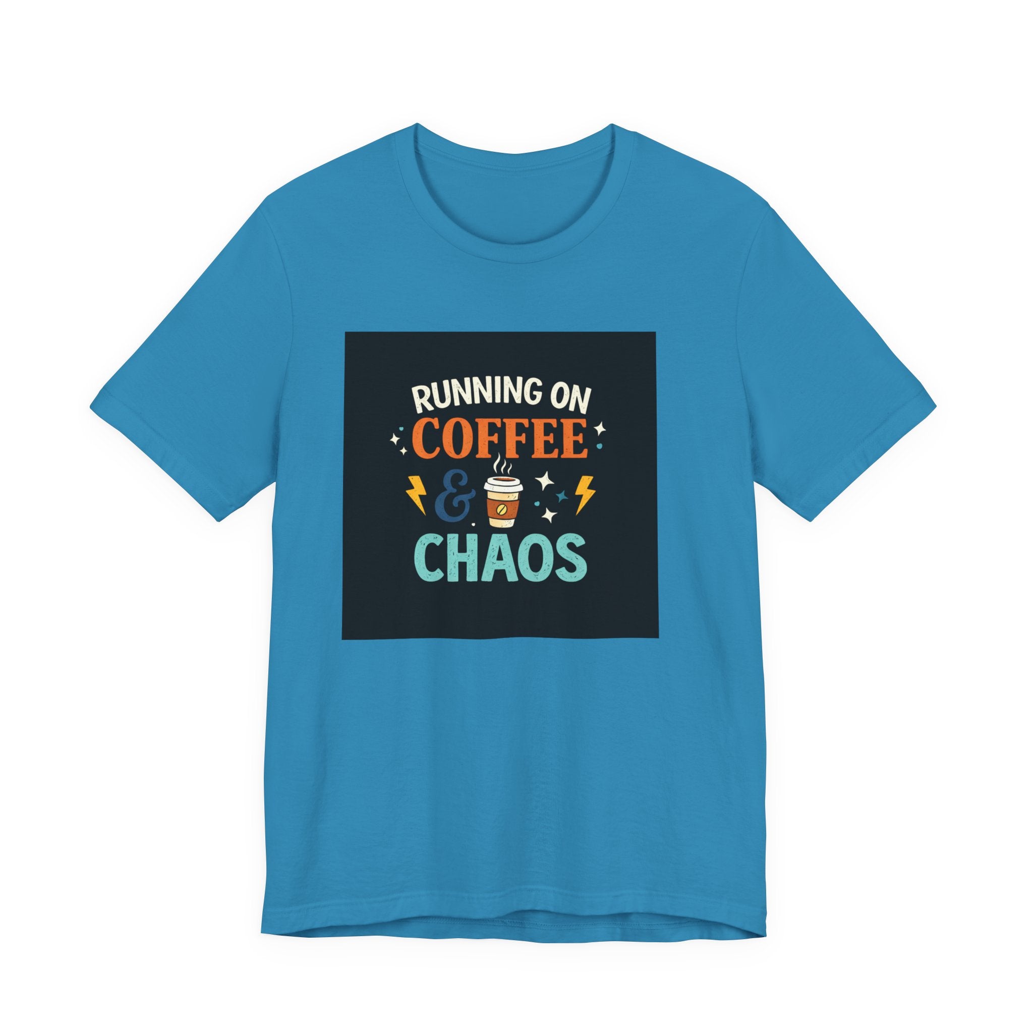 Coffee & Chaos T-Shirt — "Running on Coffee & Chaos" Funny Graphic Tee