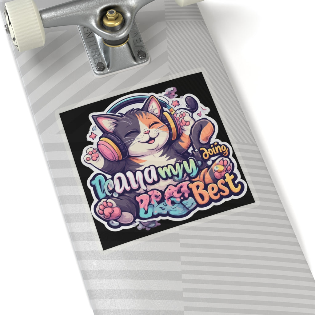 Cute Cat Sticker — “I’m Doing My Best” Calico Cat Laptop Decal