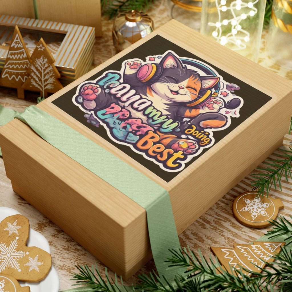 Cute Cat Sticker — “I’m Doing My Best” Calico Cat Laptop Decal